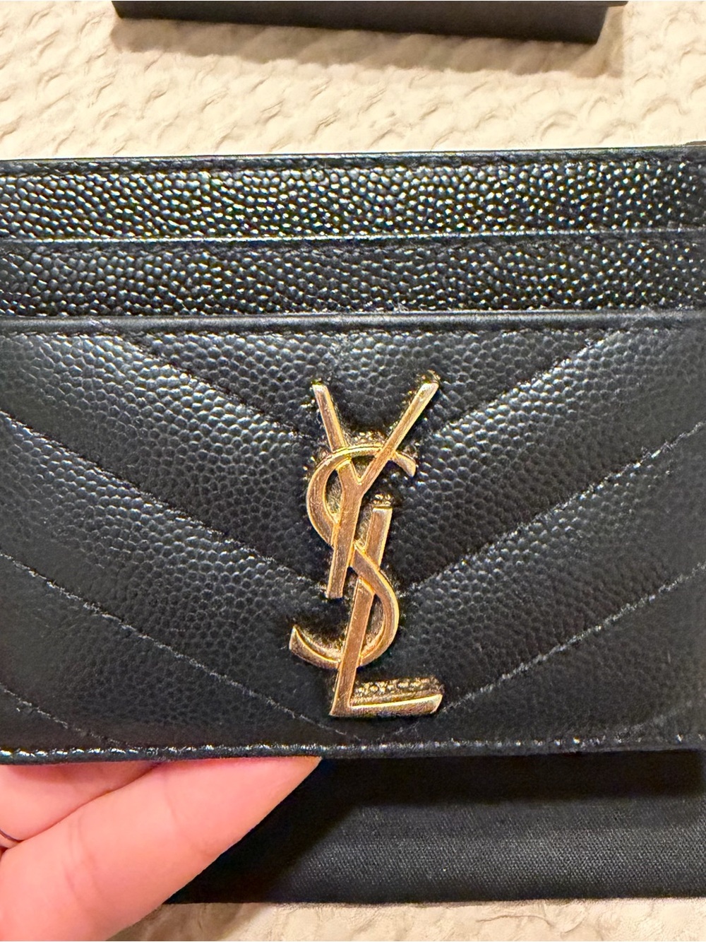Saint Laurent Black Leather YSL Gold-Logo Card Case - Picture 2 of 10